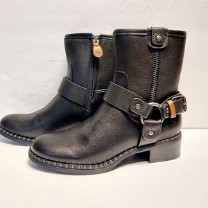 Gentle Souls by Kenneth Cole Black Leather Women's Biker Boots Size 7.5 Barker